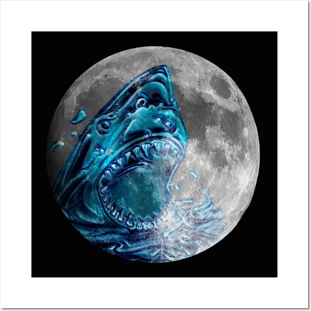 Shark on the Moon Wall Art by gdimido